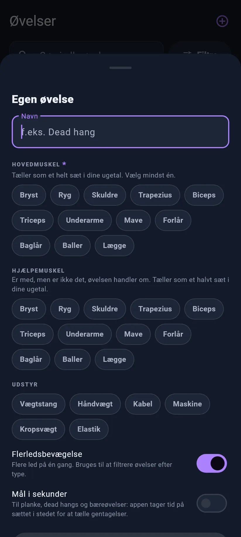 Øvelser: egne øvelser