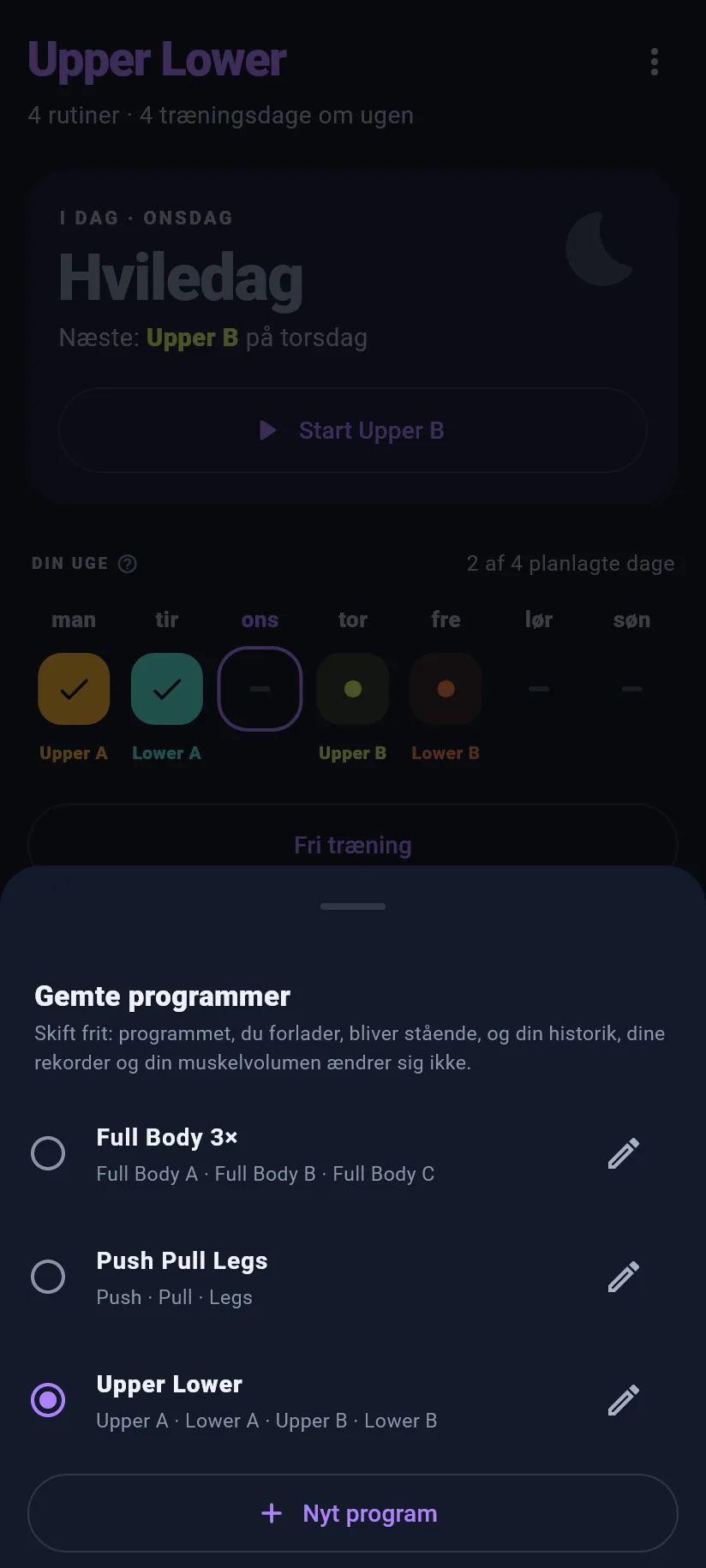 Træning: programmer