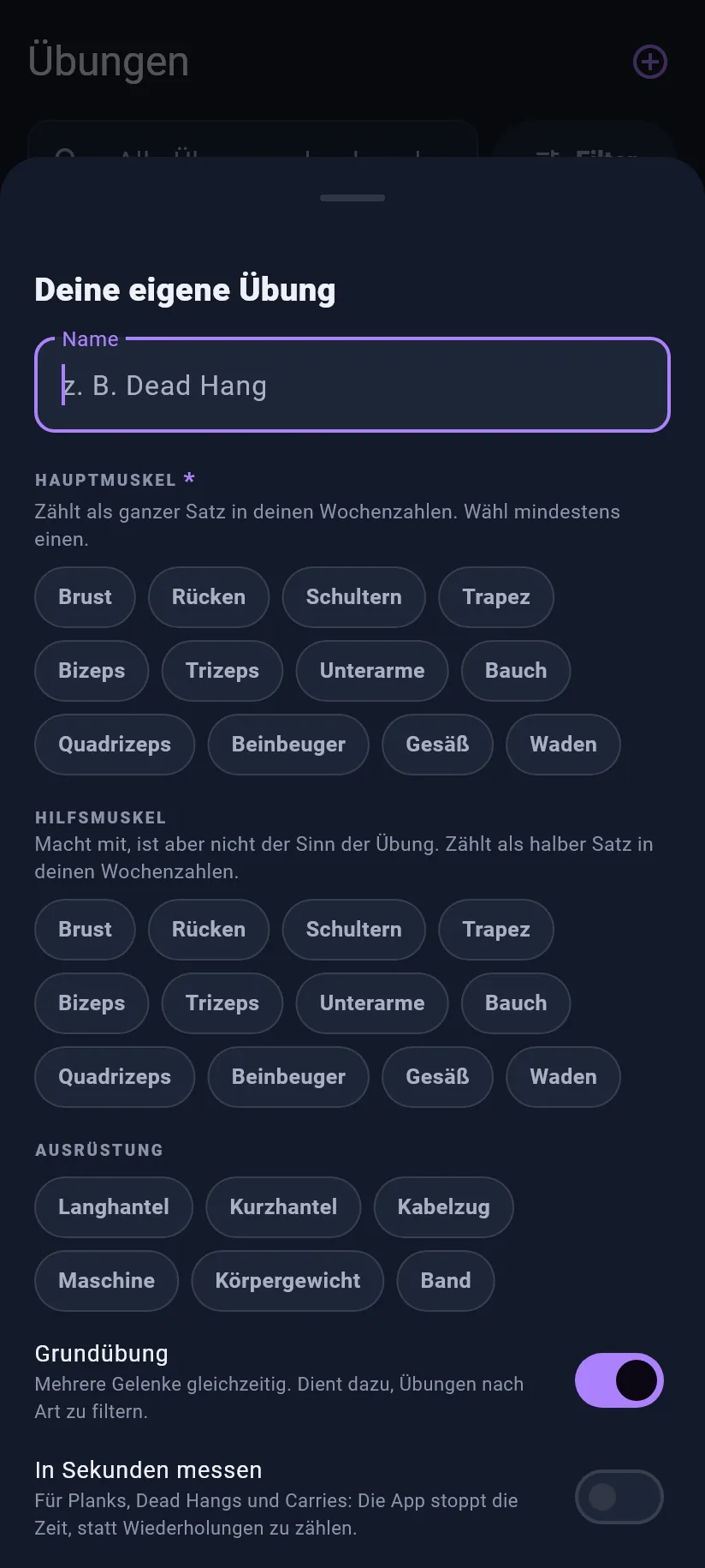 Übungen: eigene Übungen