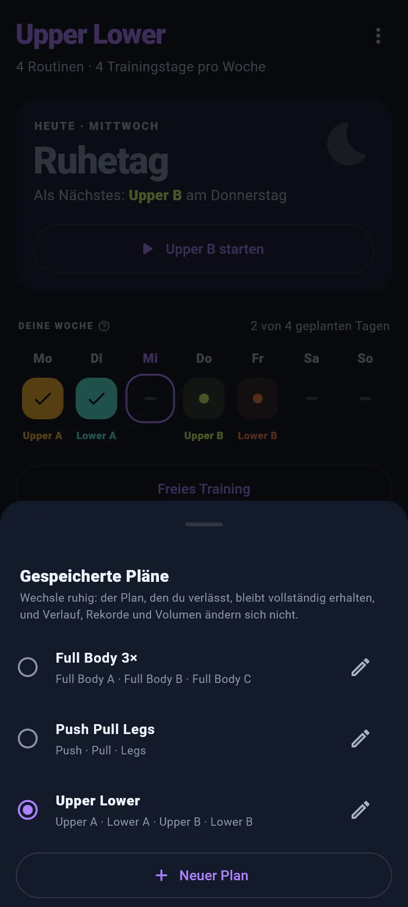 Training: Pläne