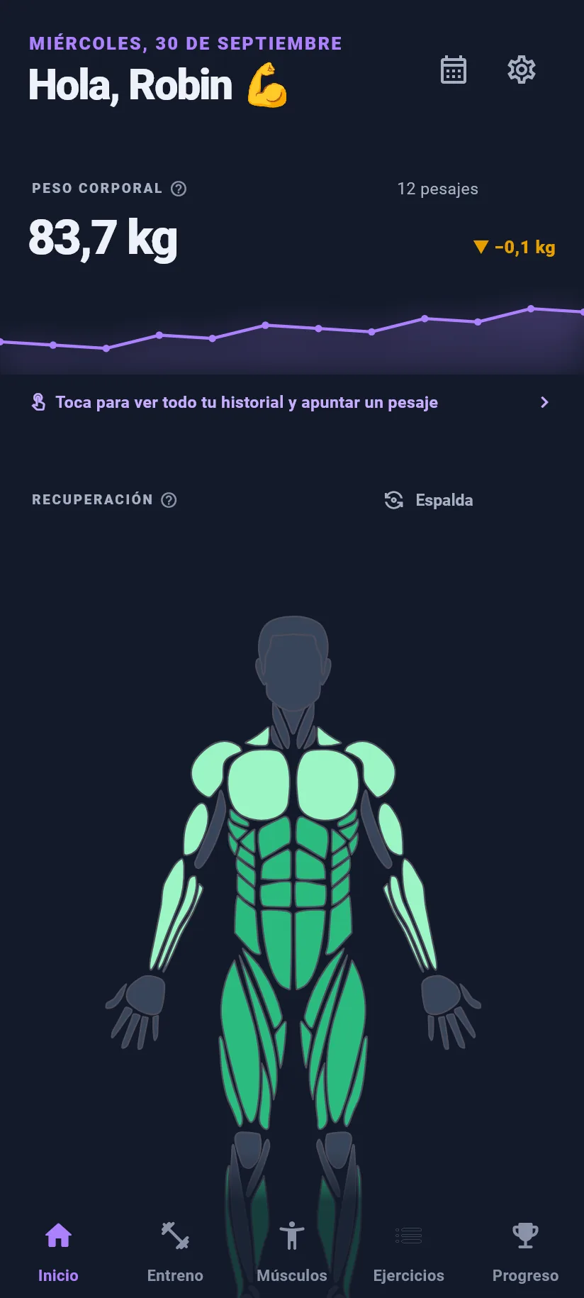 Inicio con el tema Oscuro