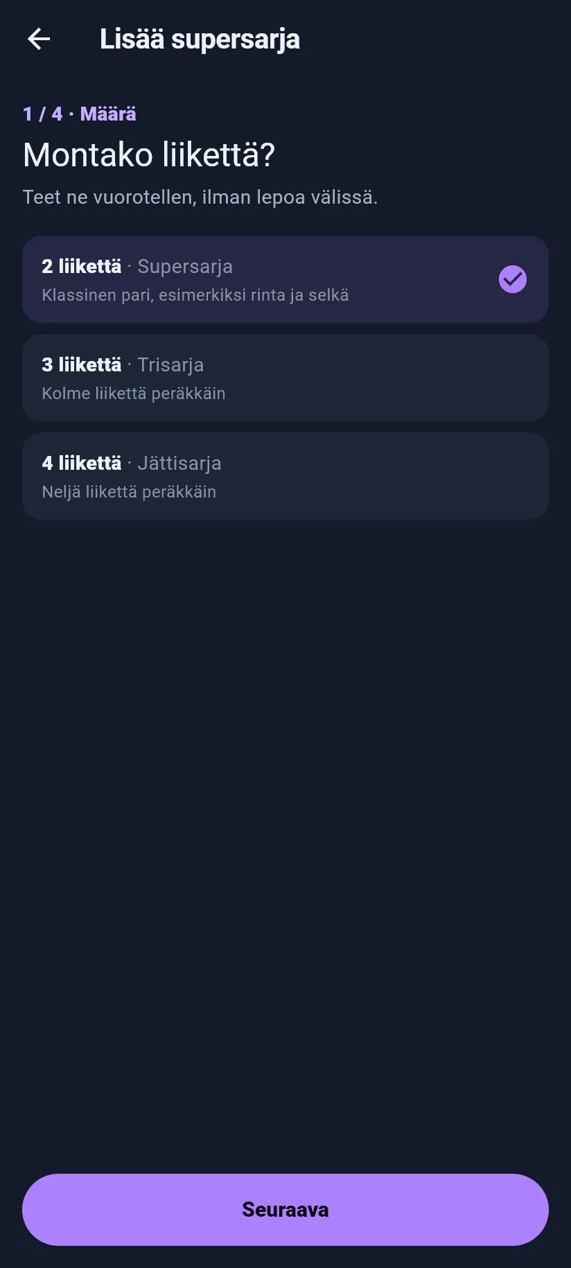 Treeni: montako liikettä supersarjassasi on