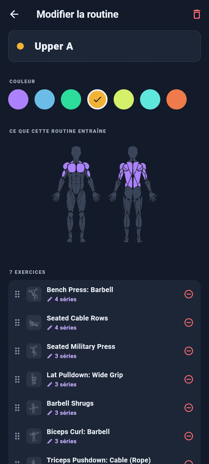 Entraînement : modifier la routine