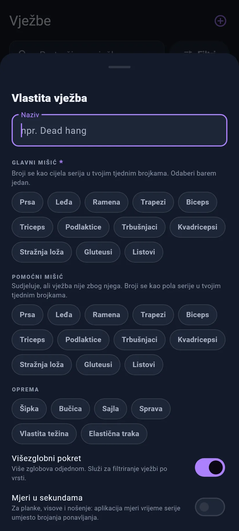 Vježbe: vlastite vježbe