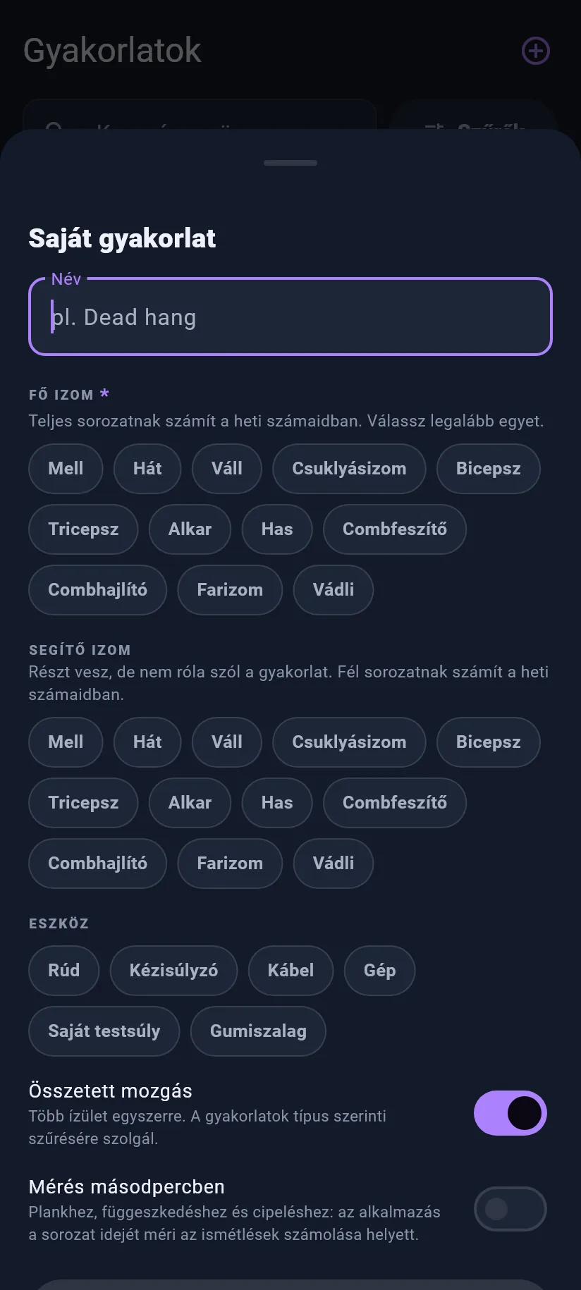 Gyakorlatok: saját gyakorlatok