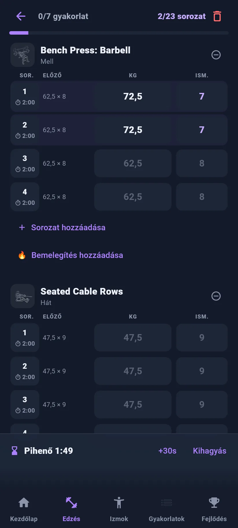 Edzés: edzés közben