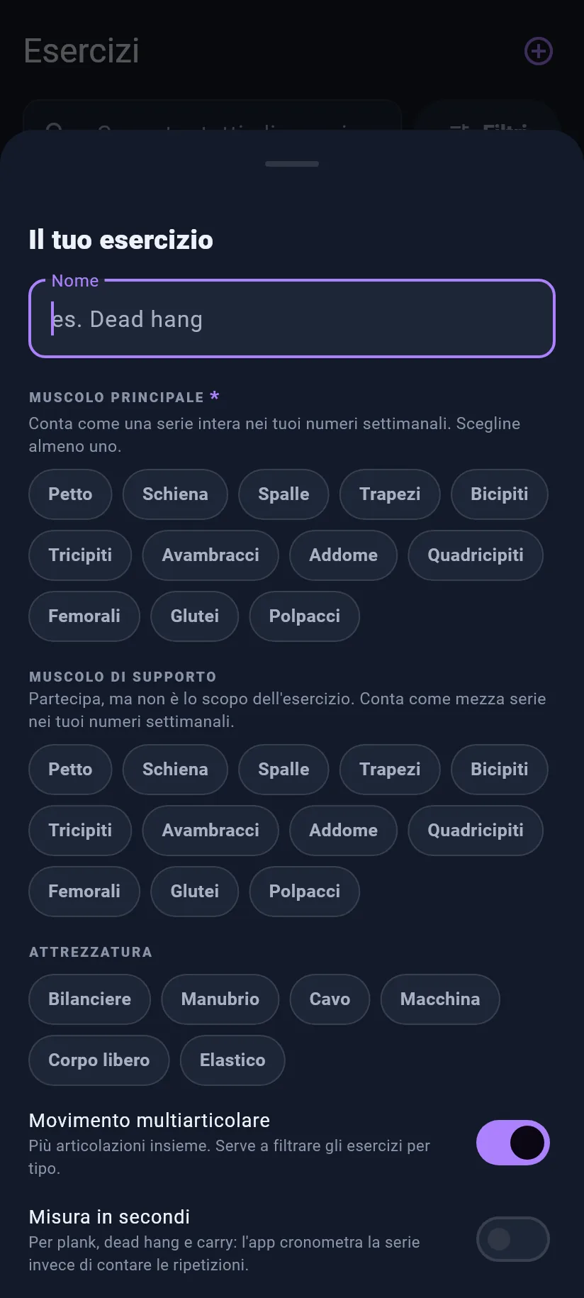 Esercizi: i tuoi esercizi