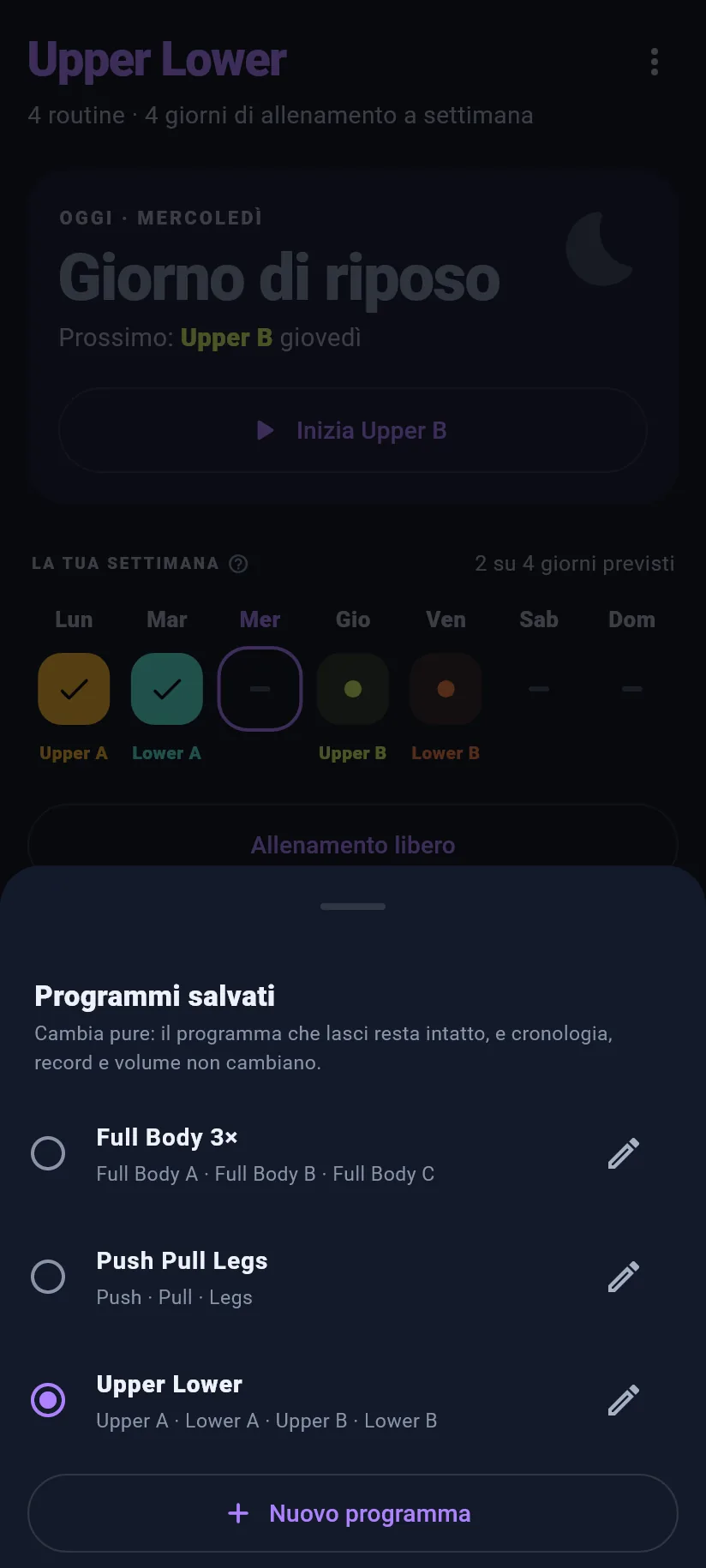 Allenamento: programmi