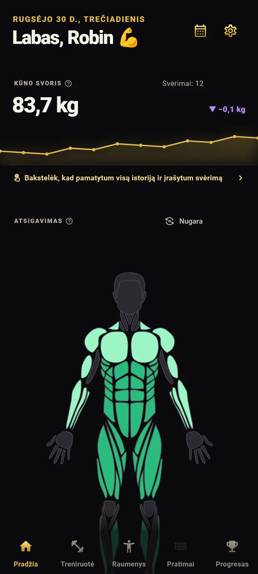Pradžia su tema Black Gold