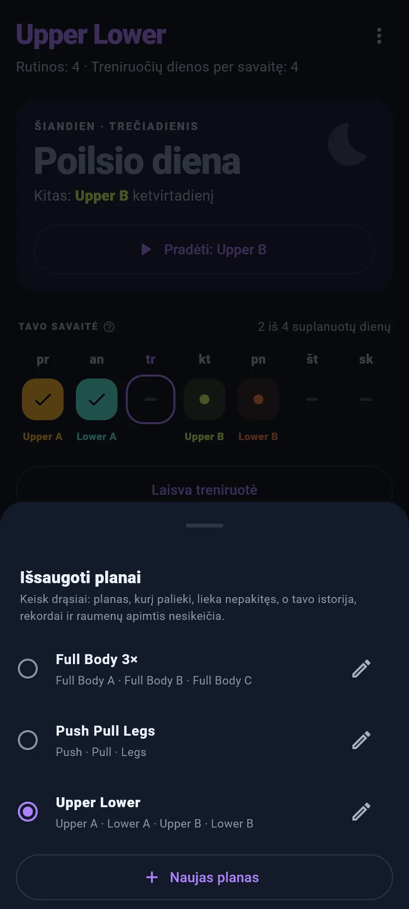 Treniruotė: planai