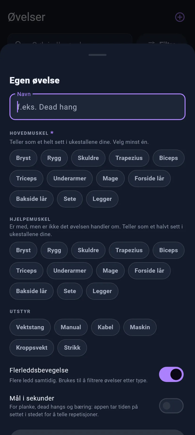 Øvelser: egne øvelser