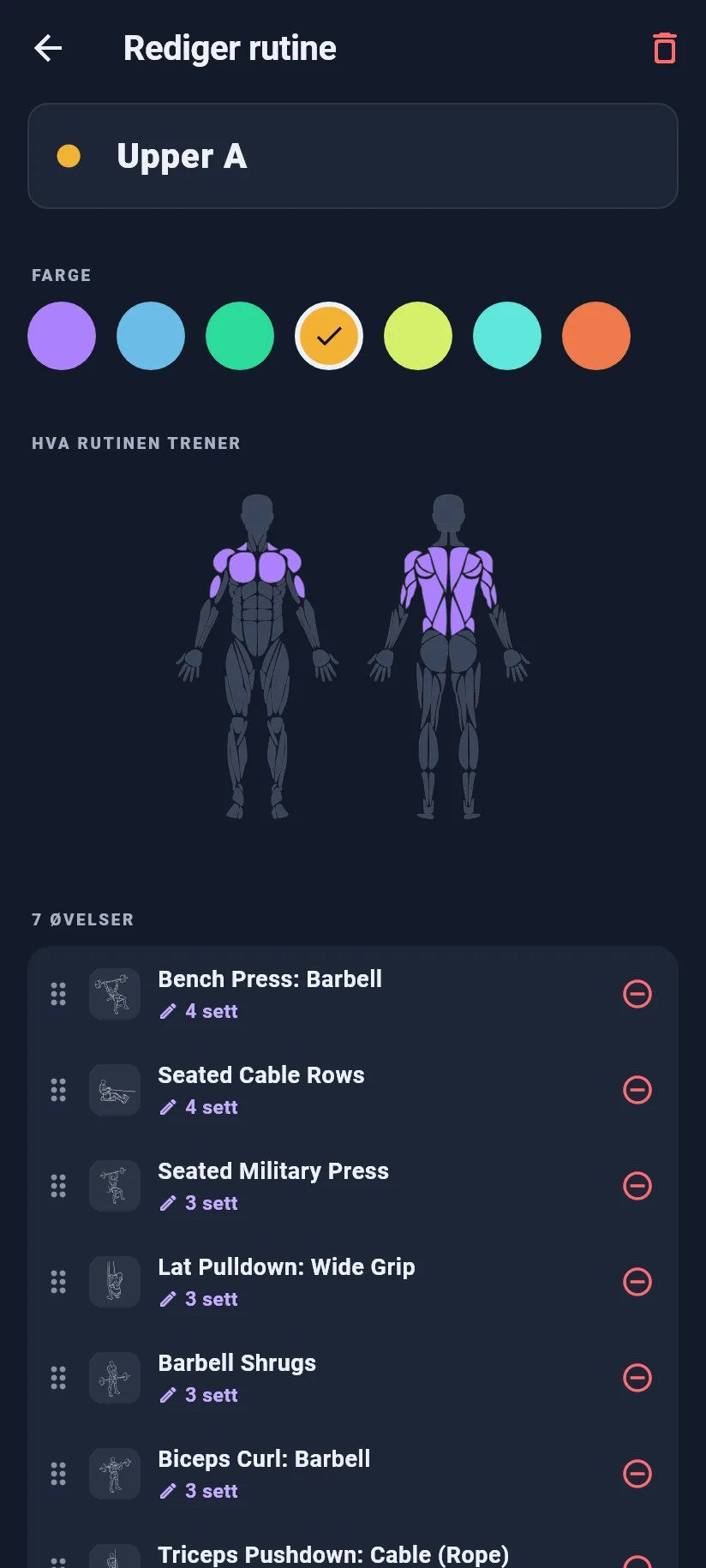 Trening: rediger rutine