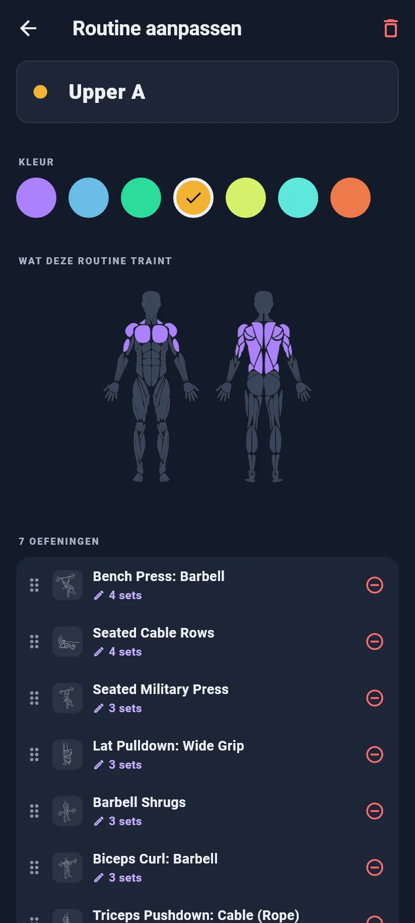 Training: routine aanpassen