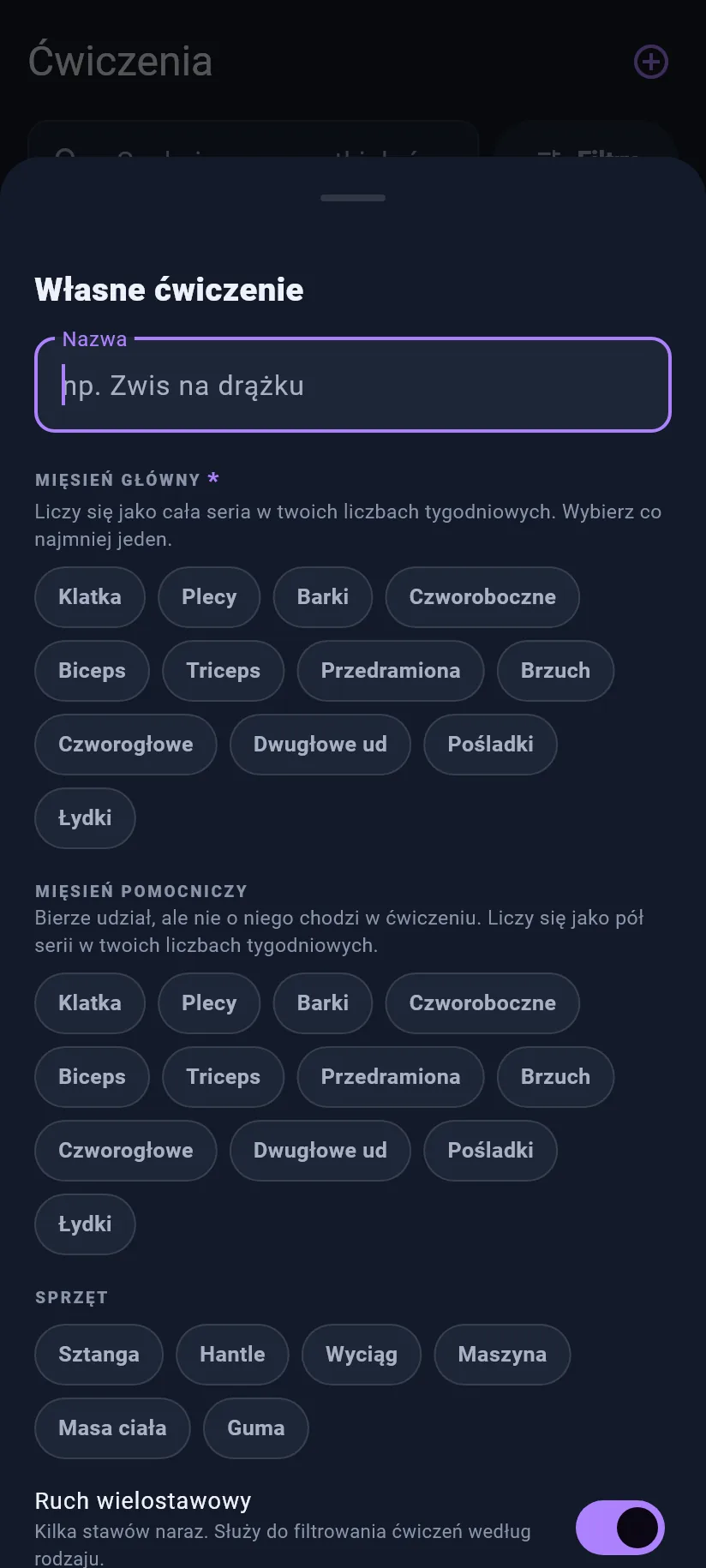 Ćwiczenia: własne ćwiczenia