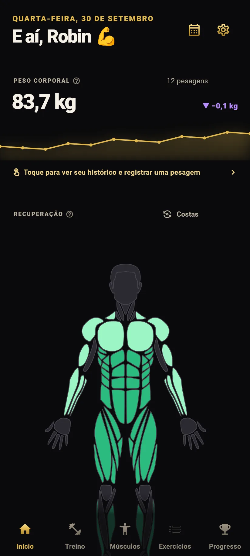 Início com o tema Black Gold