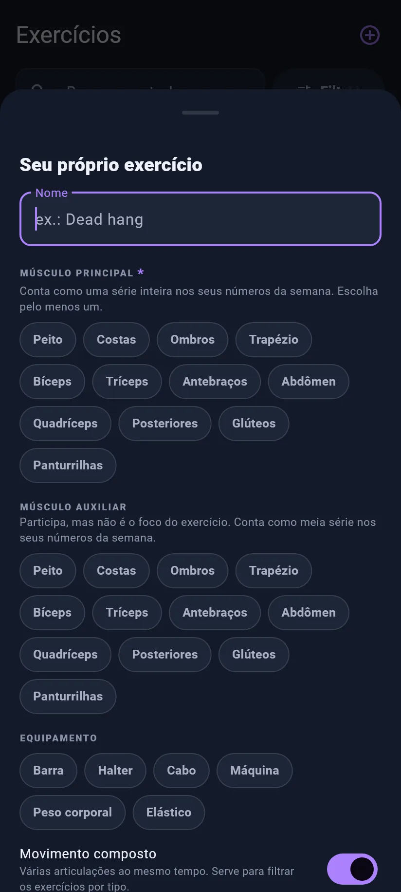 Exercícios: exercícios próprios