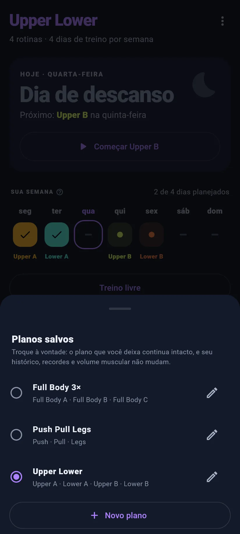 Treino: planos