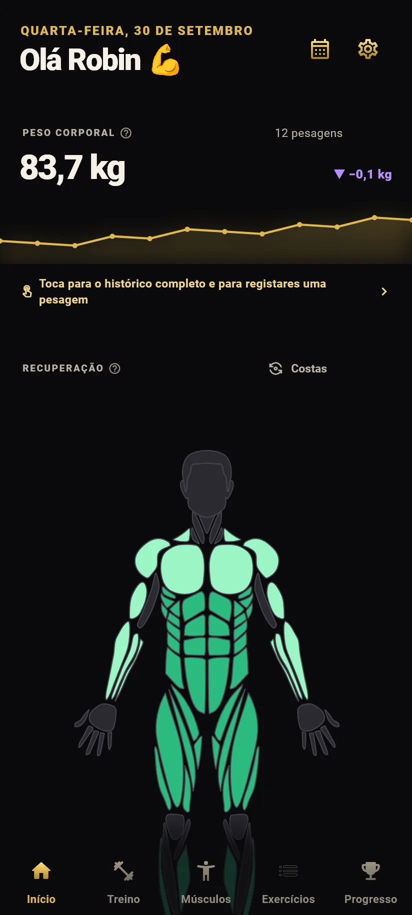 Início com o tema Black Gold