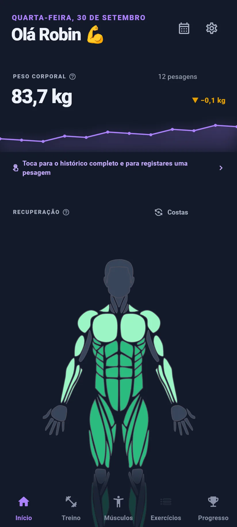 Início com o tema Escuro