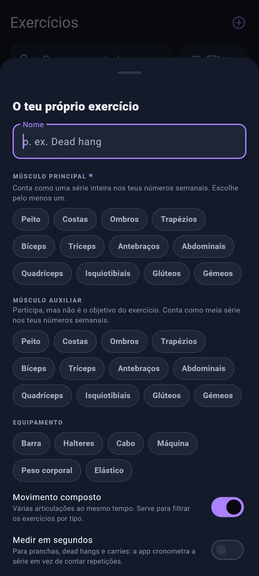 Exercícios: exercícios próprios