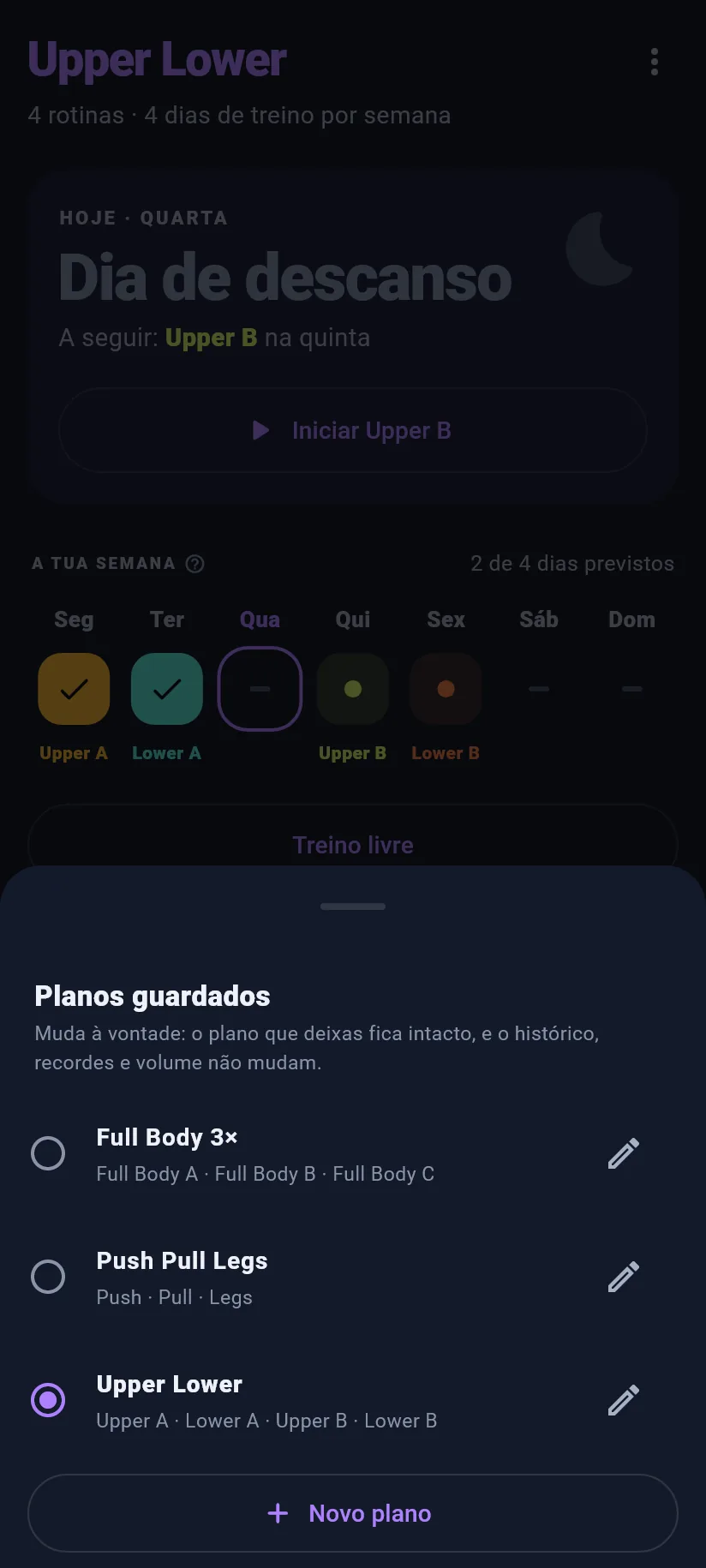 Treino: planos