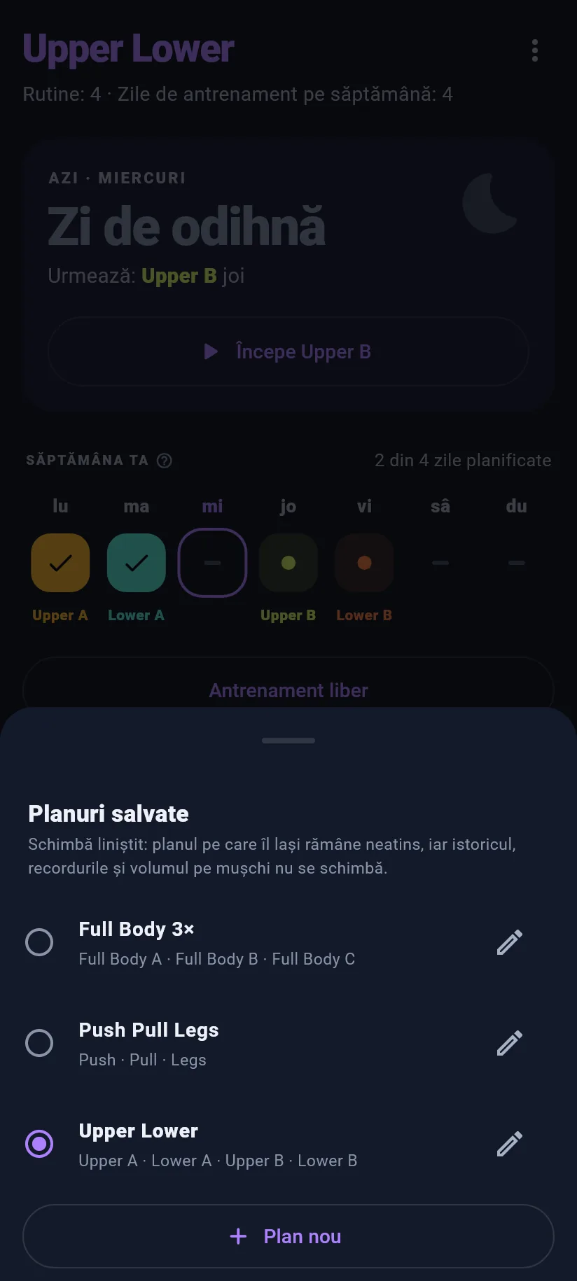 Antrenament: planuri