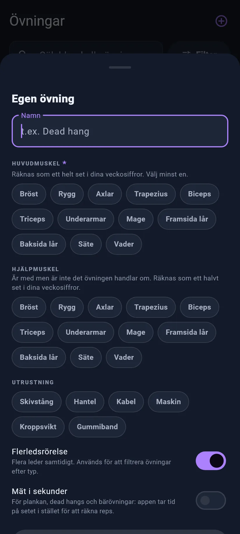 Övningar: egna övningar