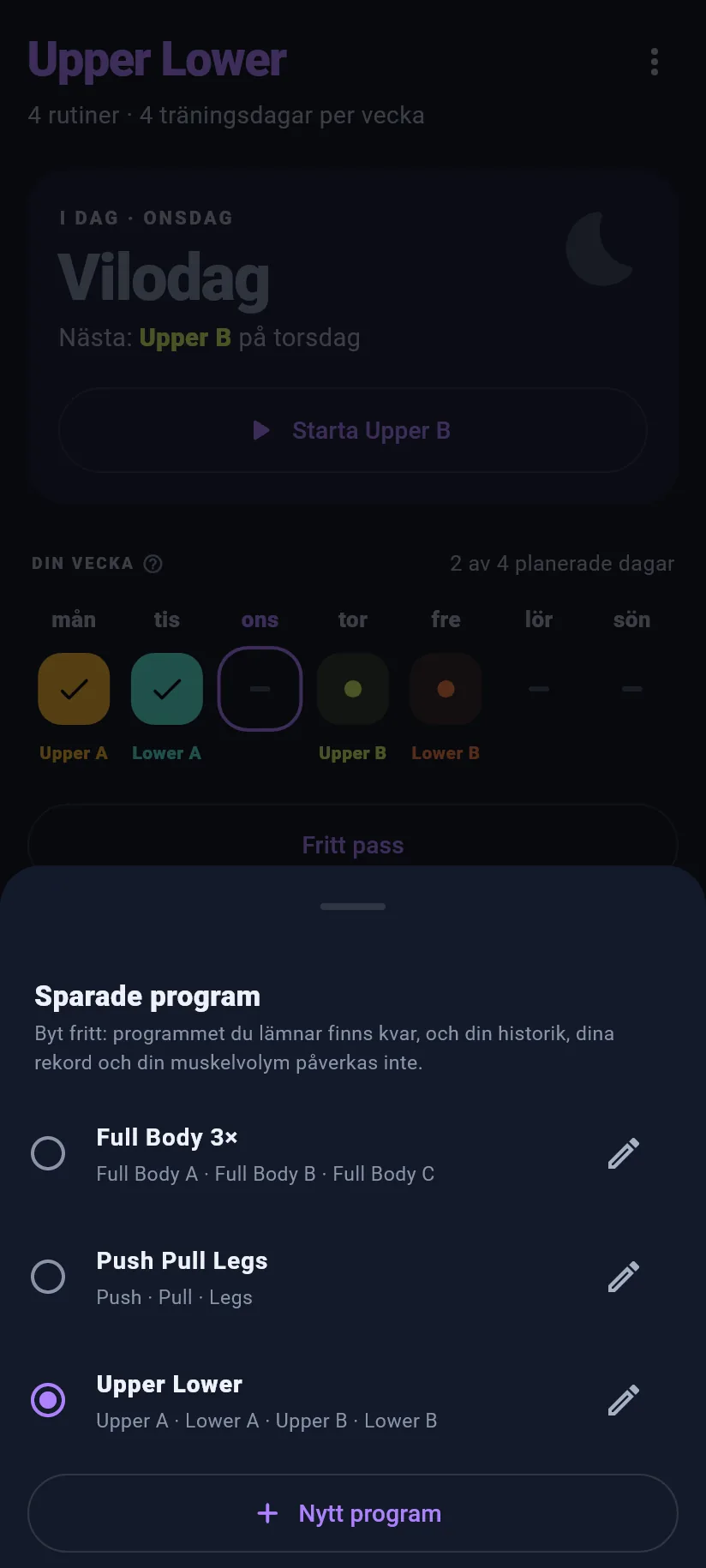 Träning: program