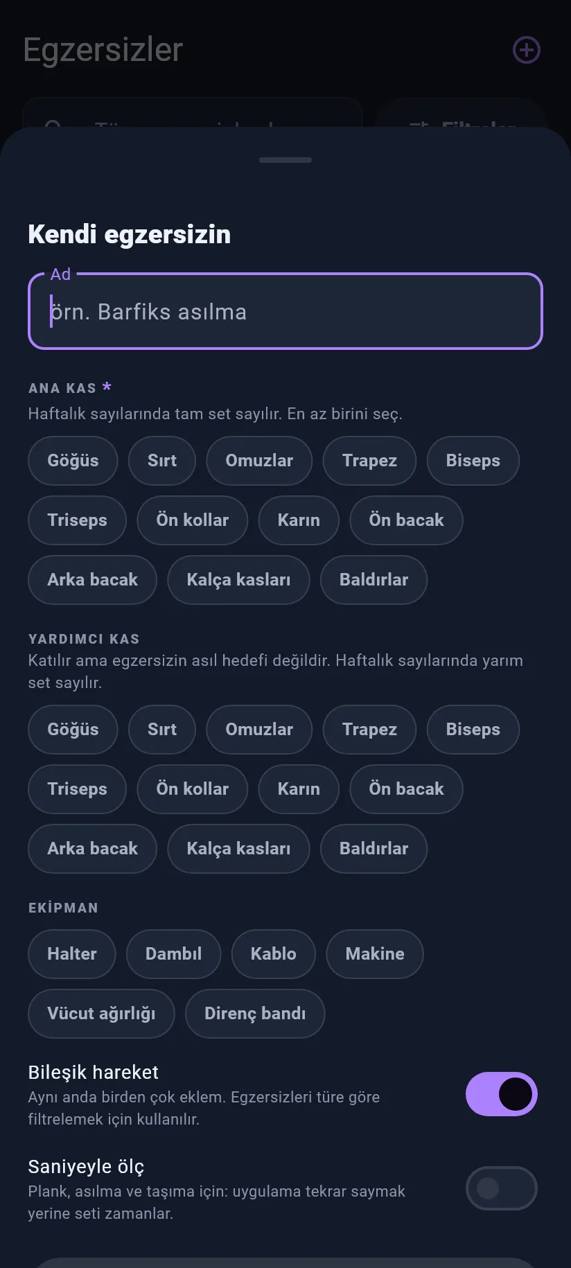 Egzersizler: kendi egzersizlerin